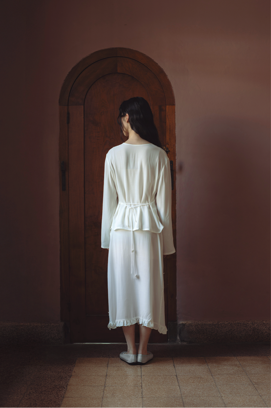 RUBI LONG SLEEVE TOP, SHEER IVORY