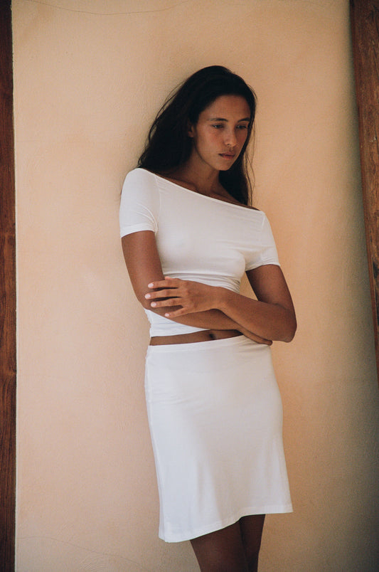 SORA MIDI SKIRT, WHITE