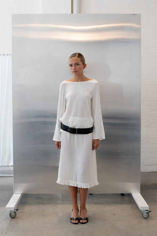 LILA BACKLESS TOP, SHEER IVORY