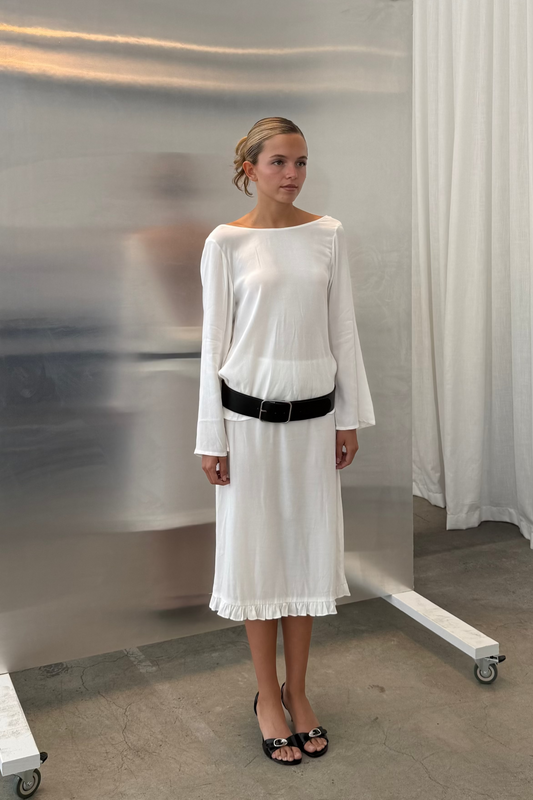 LILA BACKLESS TOP, SHEER IVORY