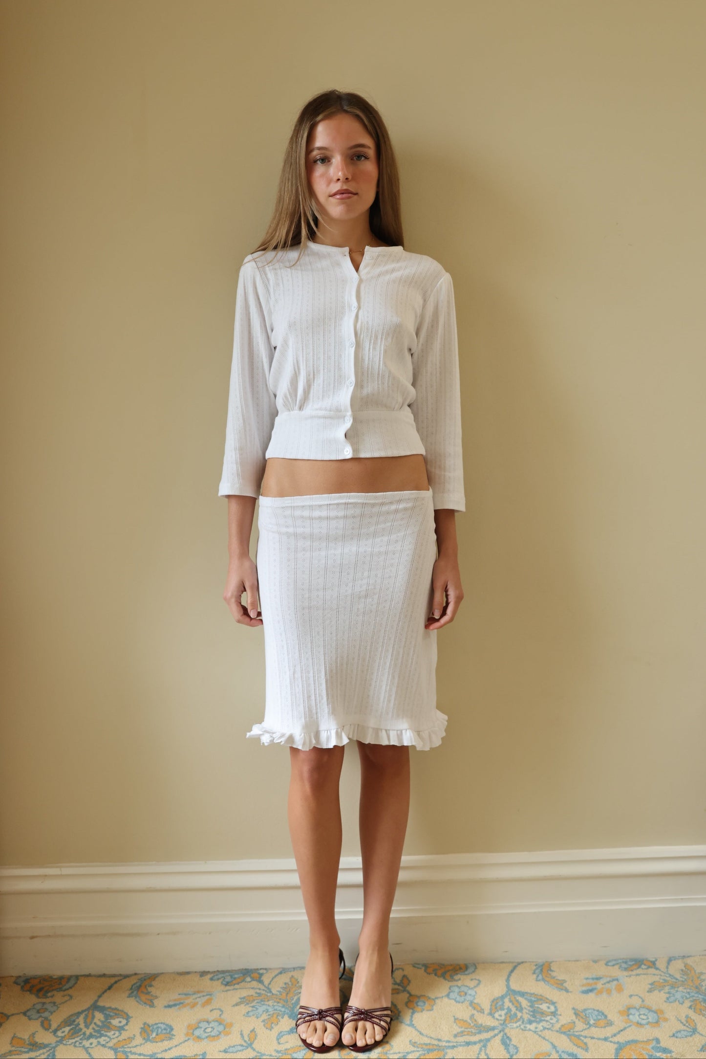 ANA POINTELLE CARDIGAN, WHITE