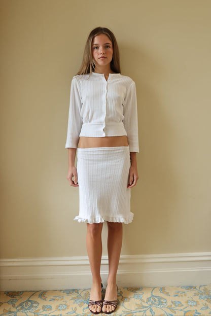 ANA POINTELLE CARDIGAN, WHITE