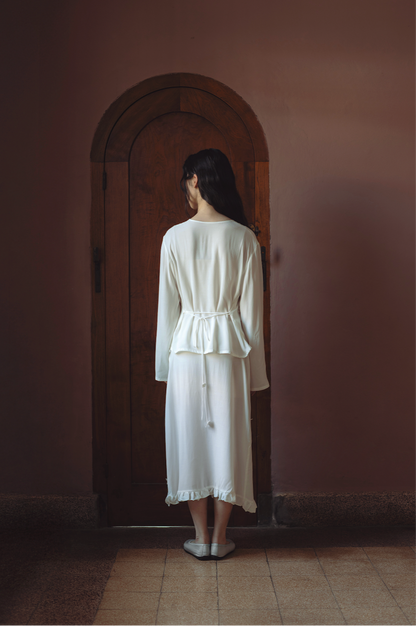 RUBI LONG SLEEVE TOP, SHEER IVORY
