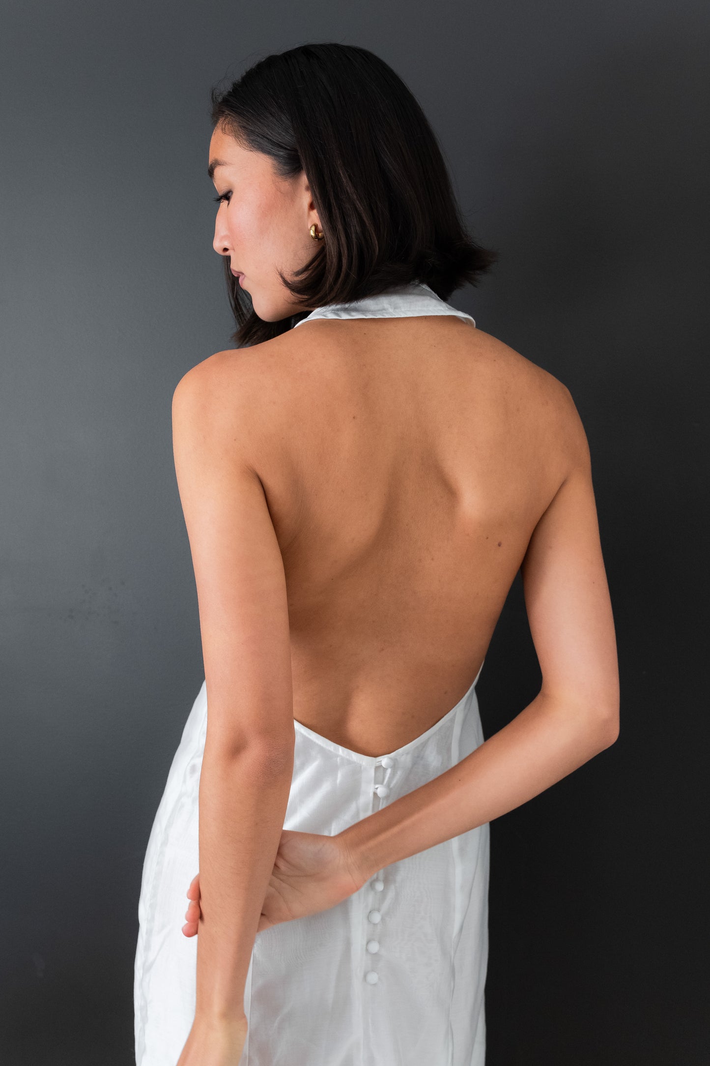 LANA LOW CUT DRESS, SHEER IVORY