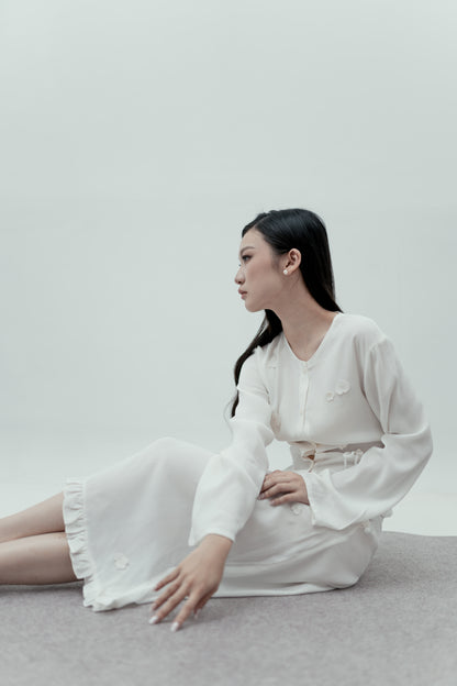 RUBI MIDI SKIRT, SHEER IVORY