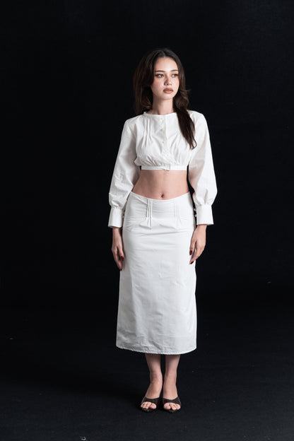 ROMY LONG SLEEVE TOP, WHITE