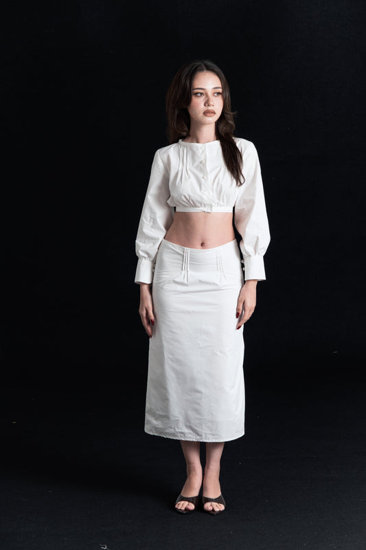 ROMY LONG SLEEVE TOP, WHITE