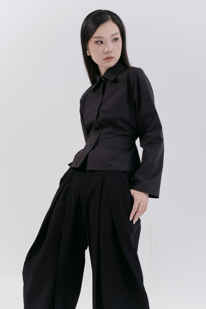 BOA CINCHED SHIRT, BLACK