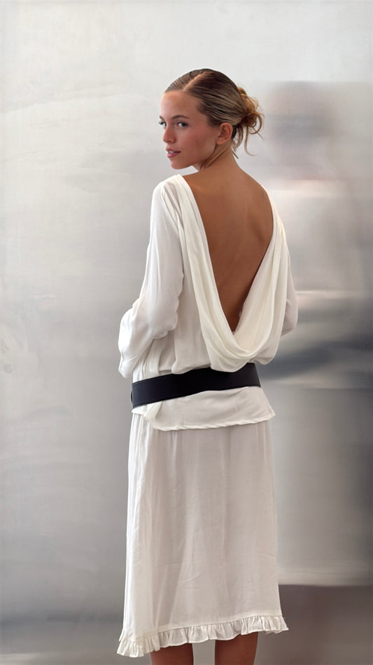 RUBI MIDI SKIRT, SHEER IVORY (NO FLOWER EMBROIDERY)