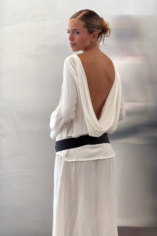 LILA BACKLESS TOP, SHEER IVORY