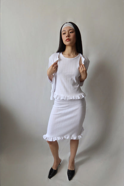 ANA POINTELLE CARDIGAN, WHITE