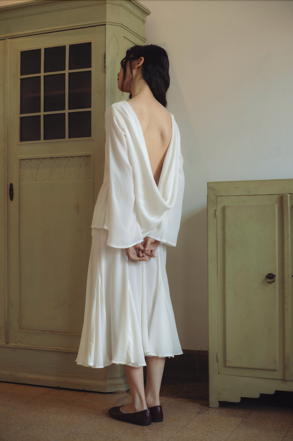 LILA BACKLESS TOP, SHEER IVORY