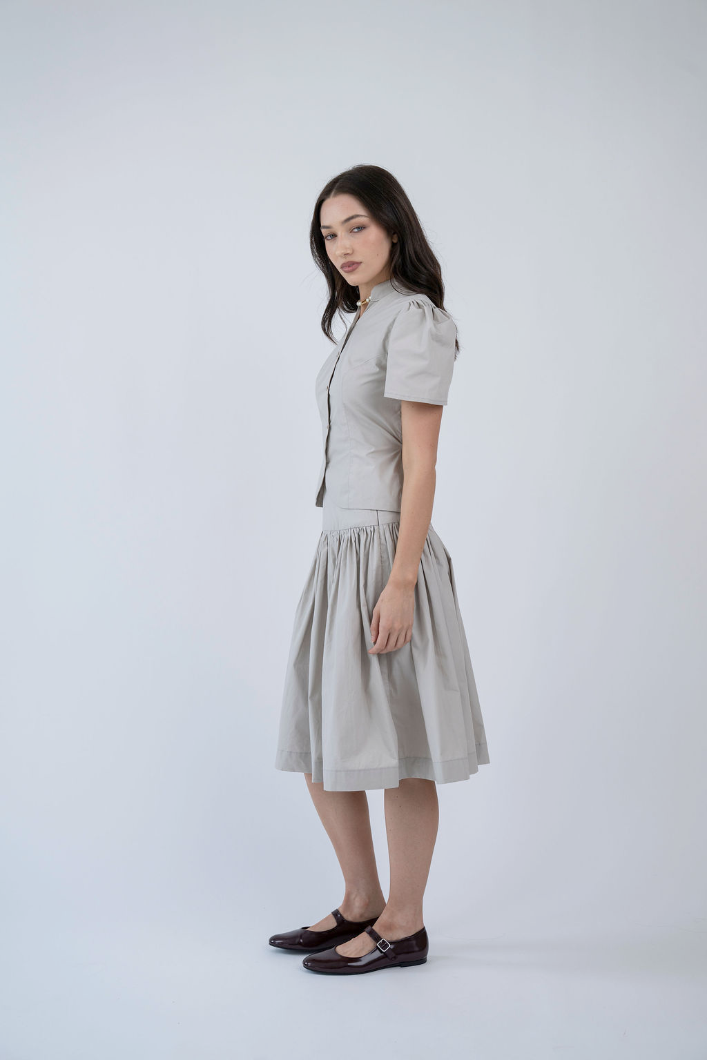 LULU SKIRT, EARL GREY
