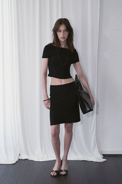 SORA MIDI SKIRT, BLACK