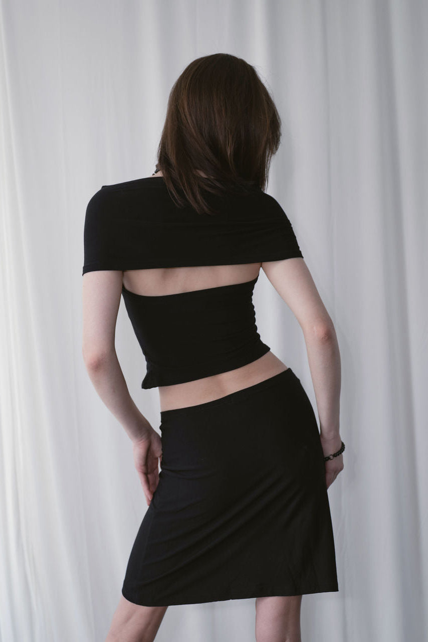 SORA MIDI SKIRT, BLACK