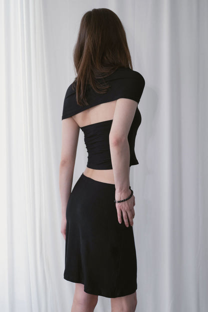 SORA MIDI SKIRT, BLACK