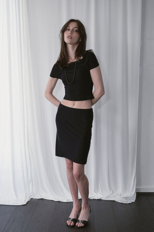 SORA CUTOUT TOP, BLACK