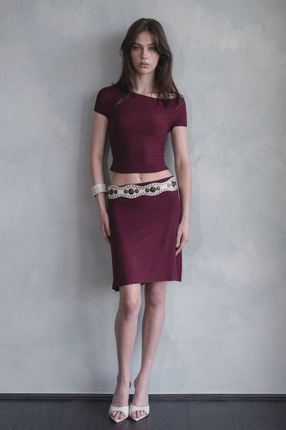 SORA MIDI SKIRT, MAROON