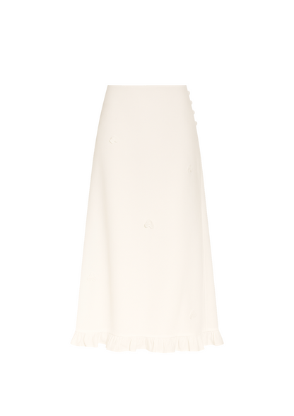 RUBI MIDI SKIRT, SHEER IVORY