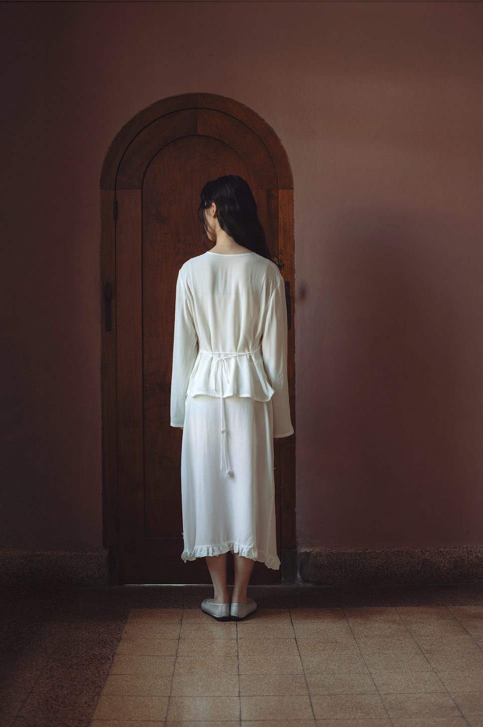 RUBI MIDI SKIRT, SHEER IVORY
