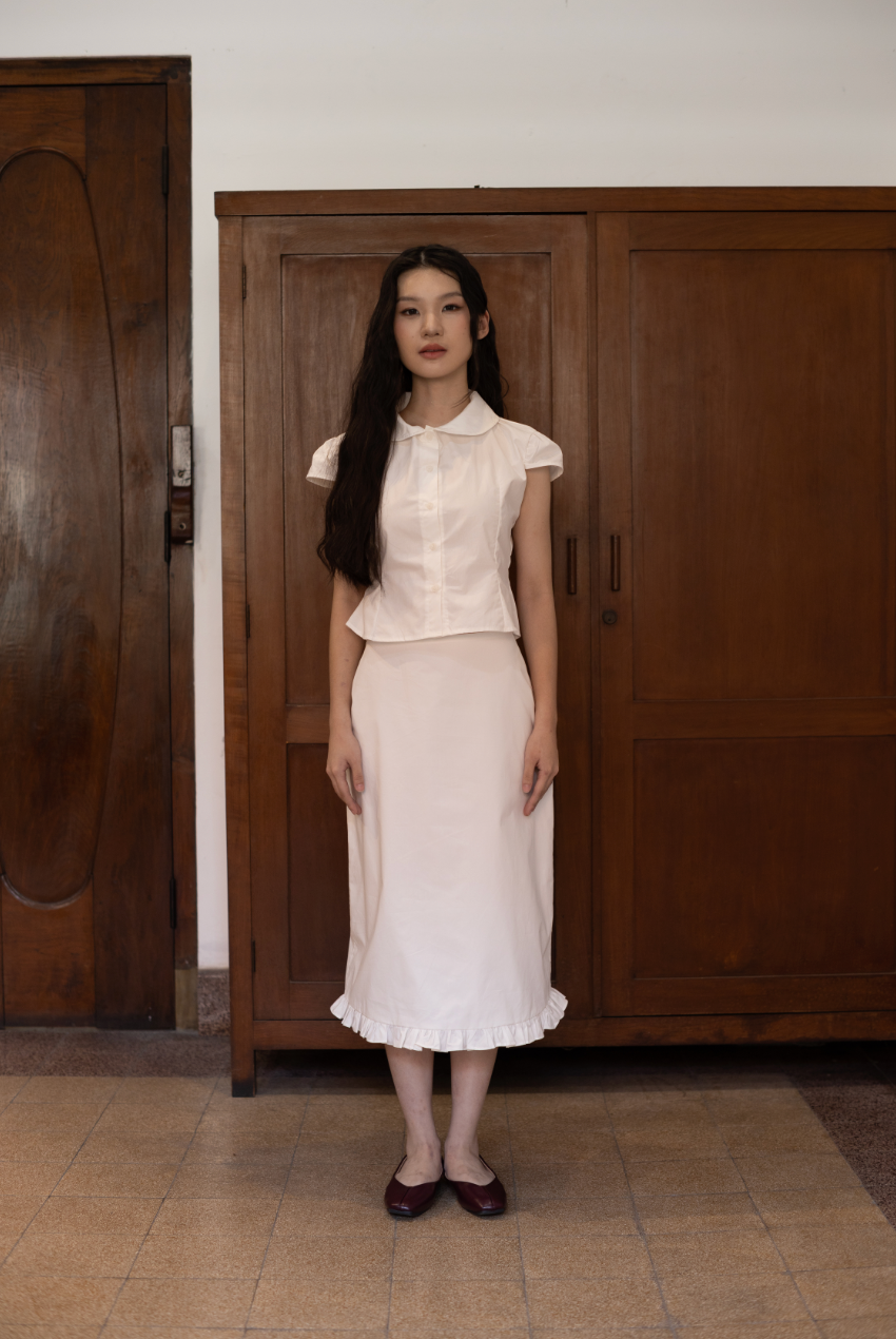 MIDI JUNO SKIRT, WHITE