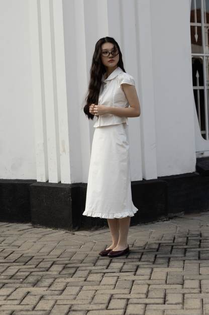 MIDI JUNO SKIRT, WHITE