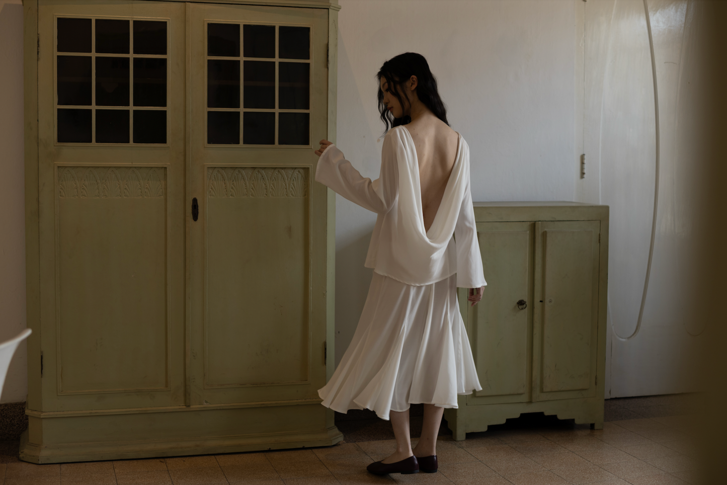 FLO MIDI SKIRT, SHEER IVORY