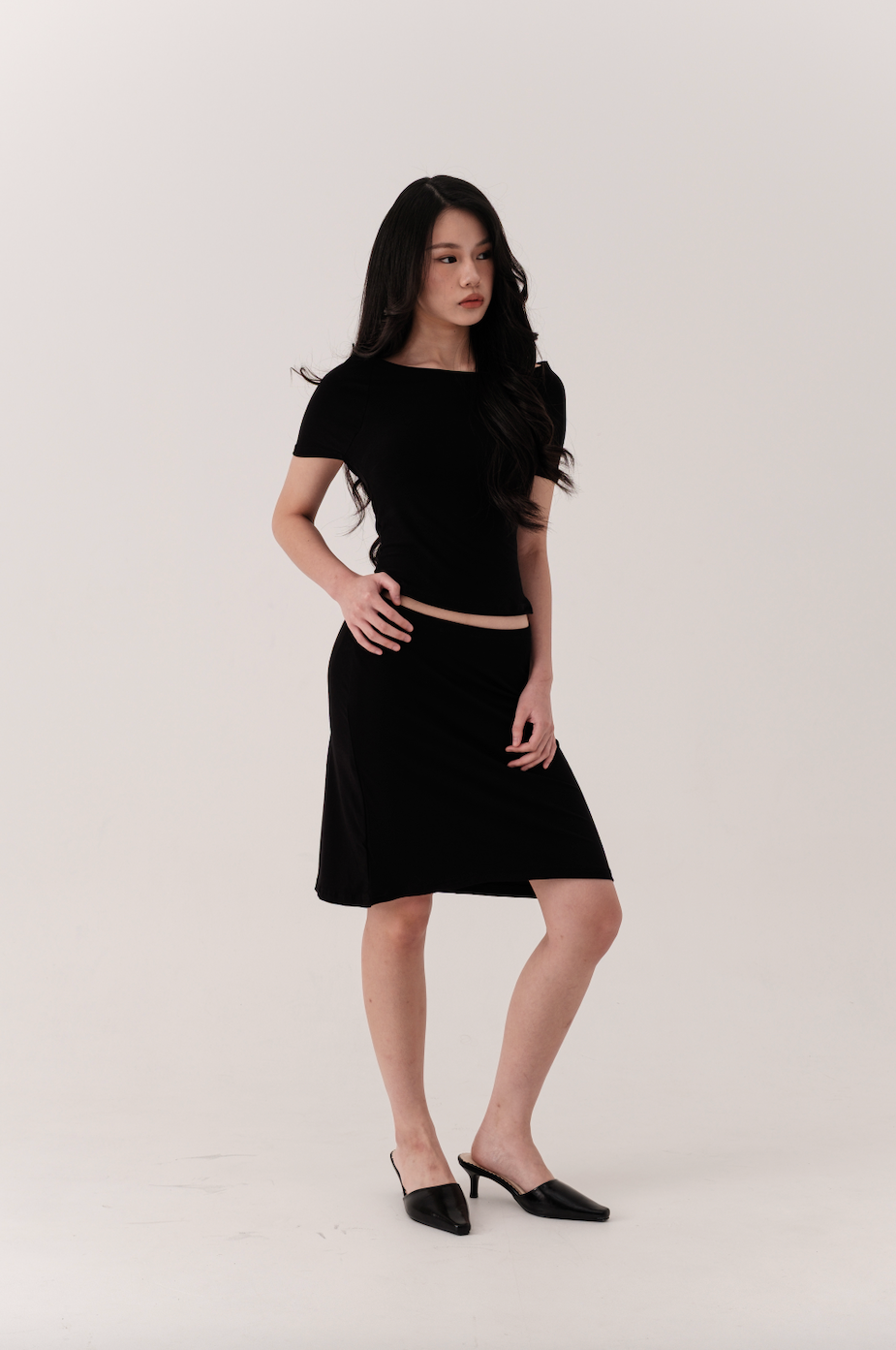 SORA MIDI SKIRT, BLACK