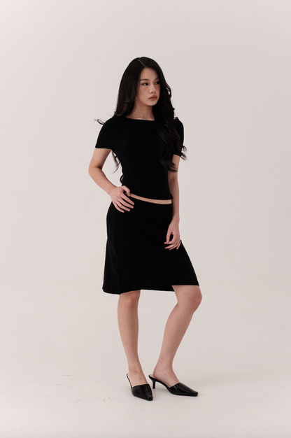 SORA MIDI SKIRT, BLACK