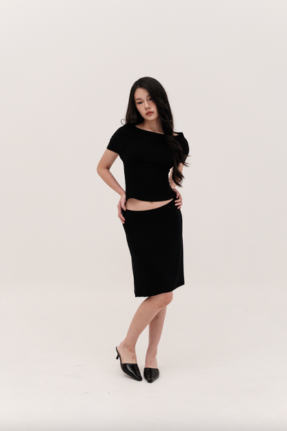SORA CUTOUT TOP, BLACK