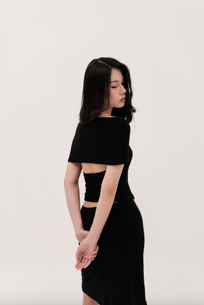 SORA CUTOUT TOP, BLACK