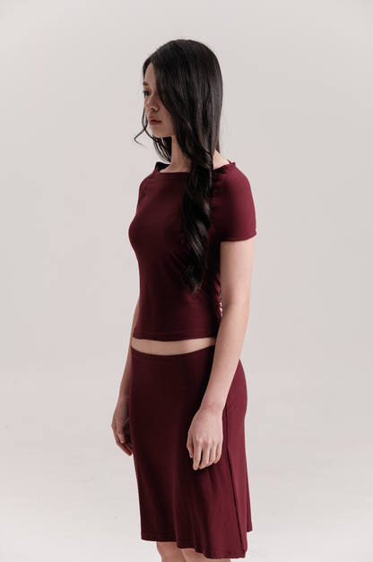 SORA CUTOUT TOP, MAROON