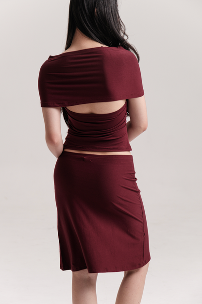SORA CUTOUT TOP, MAROON