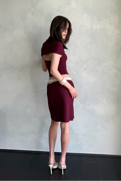 SORA MIDI SKIRT, MAROON