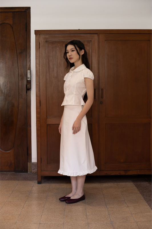 MIDI JUNO SKIRT, WHITE
