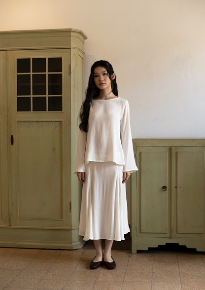 FLO MIDI SKIRT, SHEER IVORY